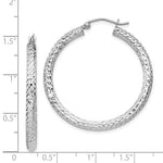Загрузить изображение в средство просмотра галереи, Sterling Silver Diamond Cut Classic Round Hoop Earrings 35mm x 3mm
