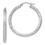 Lataa kuva Galleria-katseluun, Sterling Silver Diamond Cut Classic Round Hoop Earrings 35mm x 3mm
