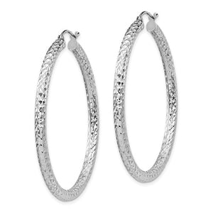 Sterling Silver Diamond Cut Classic Round Hoop Earrings 45mm x 3mm