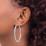 Lataa kuva Galleria-katseluun, Sterling Silver Diamond Cut Classic Round Hoop Earrings 45mm x 3mm
