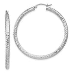 Lataa kuva Galleria-katseluun, Sterling Silver Diamond Cut Classic Round Hoop Earrings 45mm x 3mm
