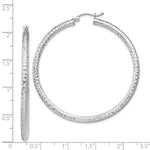 Lataa kuva Galleria-katseluun, Sterling Silver Diamond Cut Classic Round Hoop Earrings 49mm x 3mm
