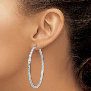 Sterling Silver Diamond Cut Classic Round Hoop Earrings 51mm x 3mm