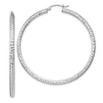 Kép betöltése a galériamegjelenítőbe: Sterling Silver Diamond Cut Classic Round Hoop Earrings 51mm x 3mm
