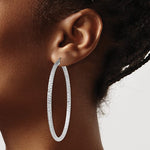 Kép betöltése a galériamegjelenítőbe: Sterling Silver Diamond Cut Classic Round Hoop Earrings 60mm x 3mm
