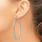 Indlæs billede til gallerivisning Sterling Silver Diamond Cut Classic Round Hoop Earrings 65mm x 3mm
