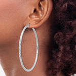 Indlæs billede til gallerivisning Sterling Silver Diamond Cut Classic Round Hoop Earrings 70mm x 3mm
