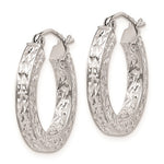 이미지를 갤러리 뷰어에 로드 , Sterling Silver Diamond Cut Square Tube Round Hoop Earrings 20mm x 3mm
