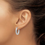 Carica l&#39;immagine nel visualizzatore di Gallery, Sterling Silver Diamond Cut Square Tube Round Hoop Earrings 20mm x 3mm
