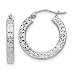 Load image into Gallery viewer, Sterling Silver Diamond Cut Square Tube Round Hoop Earrings 20mm x 3mm
