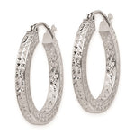 Load image into Gallery viewer, Sterling Silver Diamond Cut Square Tube Round Hoop Earrings 25mm x 3mm
