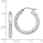 Indlæs billede til gallerivisning Sterling Silver Diamond Cut Square Tube Round Hoop Earrings 25mm x 3mm
