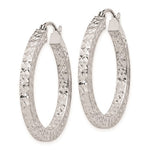 Lataa kuva Galleria-katseluun, Sterling Silver Diamond Cut Square Tube Round Hoop Earrings 27mm x 3mm
