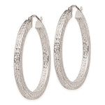 Lataa kuva Galleria-katseluun, Sterling Silver Diamond Cut Square Tube Round Hoop Earrings 33mm x 3mm
