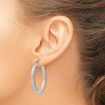Lataa kuva Galleria-katseluun, Sterling Silver Diamond Cut Square Tube Round Hoop Earrings 33mm x 3mm

