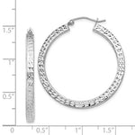 Carica l&#39;immagine nel visualizzatore di Gallery, Sterling Silver Diamond Cut Square Tube Round Hoop Earrings 33mm x 3mm
