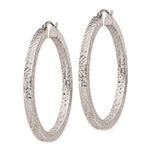 Load image into Gallery viewer, Sterling Silver Diamond Cut Square Tube Round Hoop Earrings 40mm x 3mm
