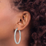 Afbeelding in Gallery-weergave laden, Sterling Silver Diamond Cut Square Tube Round Hoop Earrings 40mm x 3mm

