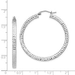 Carica l&#39;immagine nel visualizzatore di Gallery, Sterling Silver Diamond Cut Square Tube Round Hoop Earrings 40mm x 3mm
