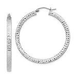 Lataa kuva Galleria-katseluun, Sterling Silver Diamond Cut Square Tube Round Hoop Earrings 40mm x 3mm
