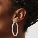 Lade das Bild in den Galerie-Viewer, Sterling Silver Diamond Cut Square Tube Round Hoop Earrings 45mm x 3mm
