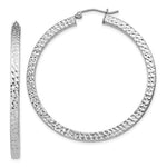 Carica l&#39;immagine nel visualizzatore di Gallery, Sterling Silver Diamond Cut Square Tube Round Hoop Earrings 45mm x 3mm
