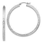 Afbeelding in Gallery-weergave laden, Sterling Silver Diamond Cut Square Tube Round Hoop Earrings 45mm x 3mm
