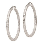 Charger l&#39;image dans la galerie, Sterling Silver Diamond Cut Square Tube Round Hoop Earrings 50mm x 3mm
