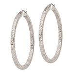 Afbeelding in Gallery-weergave laden, Sterling Silver Diamond Cut Square Tube Round Hoop Earrings 50mm x 3mm
