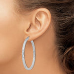 이미지를 갤러리 뷰어에 로드 , Sterling Silver Diamond Cut Square Tube Round Hoop Earrings 50mm x 3mm

