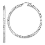 Charger l&#39;image dans la galerie, Sterling Silver Diamond Cut Square Tube Round Hoop Earrings 50mm x 3mm
