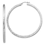 Afbeelding in Gallery-weergave laden, Sterling Silver Diamond Cut Square Tube Round Hoop Earrings 60mm x 3mm
