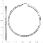 이미지를 갤러리 뷰어에 로드 , Sterling Silver Diamond Cut Square Tube Round Hoop Earrings 61mm x 3mm
