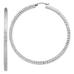 Lataa kuva Galleria-katseluun, Sterling Silver Diamond Cut Square Tube Round Hoop Earrings 61mm x 3mm
