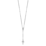 將圖片載入圖庫檢視器 Sterling Silver Rhodium Plated Crucifix Cross Blessed Virgin Mary Bead Rosary Necklace

