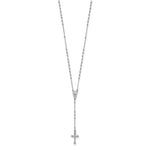 Load image into Gallery viewer, Sterling Silver Rhodium Plated Crucifix Cross Blessed Virgin Mary Bead Rosary Necklace
