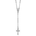 Φόρτωση εικόνας στο εργαλείο προβολής Συλλογής, Sterling Silver Rhodium Plated Crucifix Cross Blessed Virgin Mary Bead Rosary Necklace
