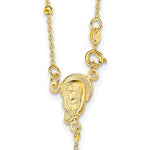 Charger l&#39;image dans la galerie, Sterling Silver Gold Plated Crucifix Cross Blessed Virgin Mary Bead Rosary Necklace
