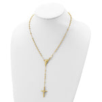 Indlæs billede til gallerivisning Sterling Silver Gold Plated Crucifix Cross Blessed Virgin Mary Bead Rosary Necklace

