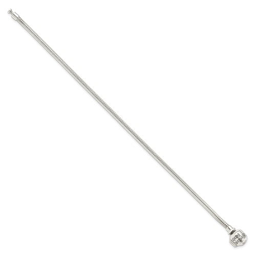 Reflection Sterling Silver Snake Chain Bracelet Necklace 3mm Hinged Clasp for Beads Charms