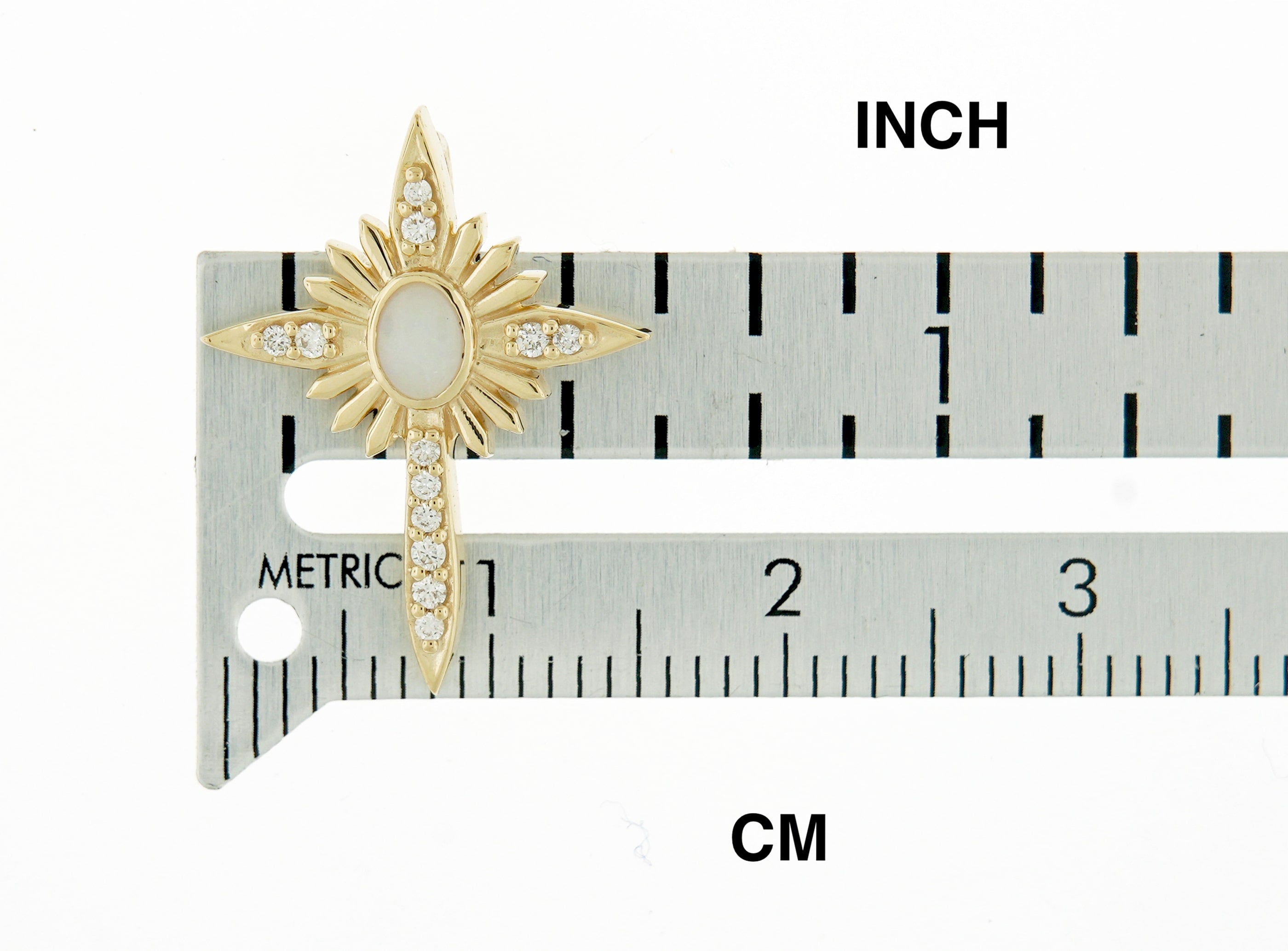 Platinum 14k Yellow Rose White Gold Genuine Opal Diamond Nativity Cross Pendant Charm Necklace