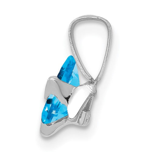 14k White Gold Blue Topaz Star of David Pendant Charm