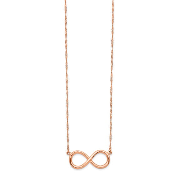 14k Rose Gold Infinity Symbol Charm Singapore Twisted Chain Necklace Regular price
