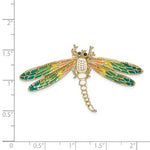 Kép betöltése a galériamegjelenítőbe: 14k Yellow Gold Enamel Multi Color Dragonfly Pendant Charm
