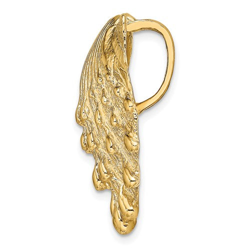 14k Yellow Gold Seashell Clam Scallop Lion's Paw Shell Chain Slide Pendant Charm