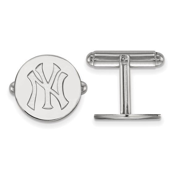 14k 10k Yellow White Gold or Sterling Silver New York Yankees LogoArt Licensed Major League Baseball MLB Cuff Links