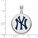 Lataa kuva Galleria-katseluun, Sterling Silver Gold Plated Enamel New York Yankees LogoArt Licensed Major League Baseball MLB Round Disc Pendant Charm
