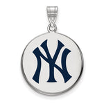 將圖片載入圖庫檢視器 Sterling Silver Gold Plated Enamel New York Yankees LogoArt Licensed Major League Baseball MLB Round Disc Pendant Charm
