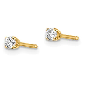 14K Yellow Gold 1/10 ct Diamond Stud Push On Post Earrings