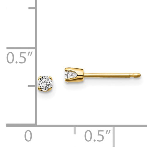 14K Yellow Gold 1/10 ct Diamond Stud Push On Post Earrings